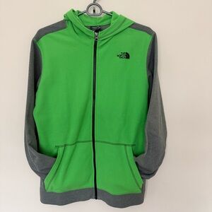 The North Face Boys Fleece Vibrant Green and Charcoal Hoodie Jacket XL (18/20)